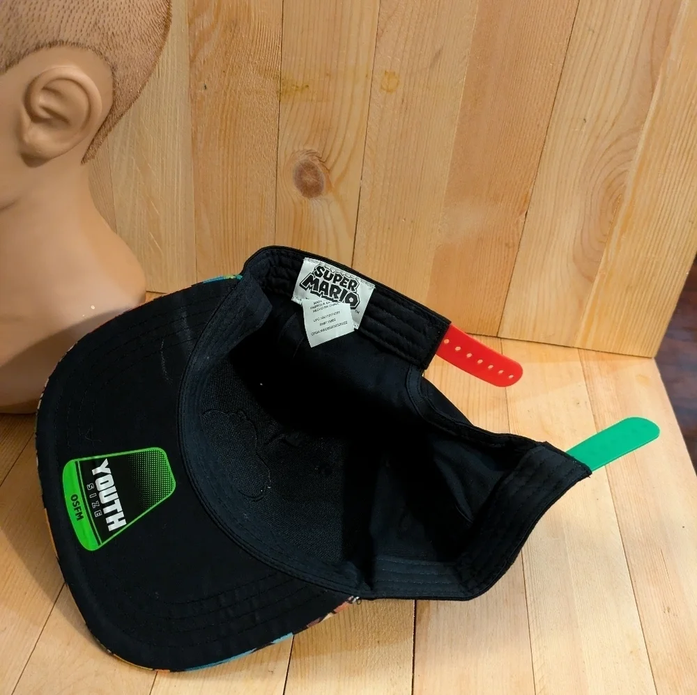 Super Mario Black Cap with Colorful Cartoon Characters